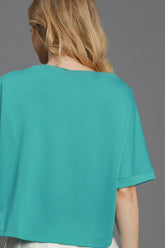 Umgee Full Size Lightweight Cropped Sweatshirt Plus Size OutfitFlow